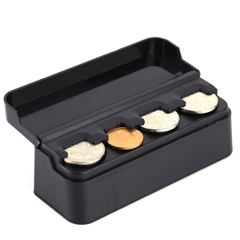 Boîte de rangement noir pour pièces de monnaie, intérieur de voiture, boîte de rangement en plastique pour pièces de monnaie Euro