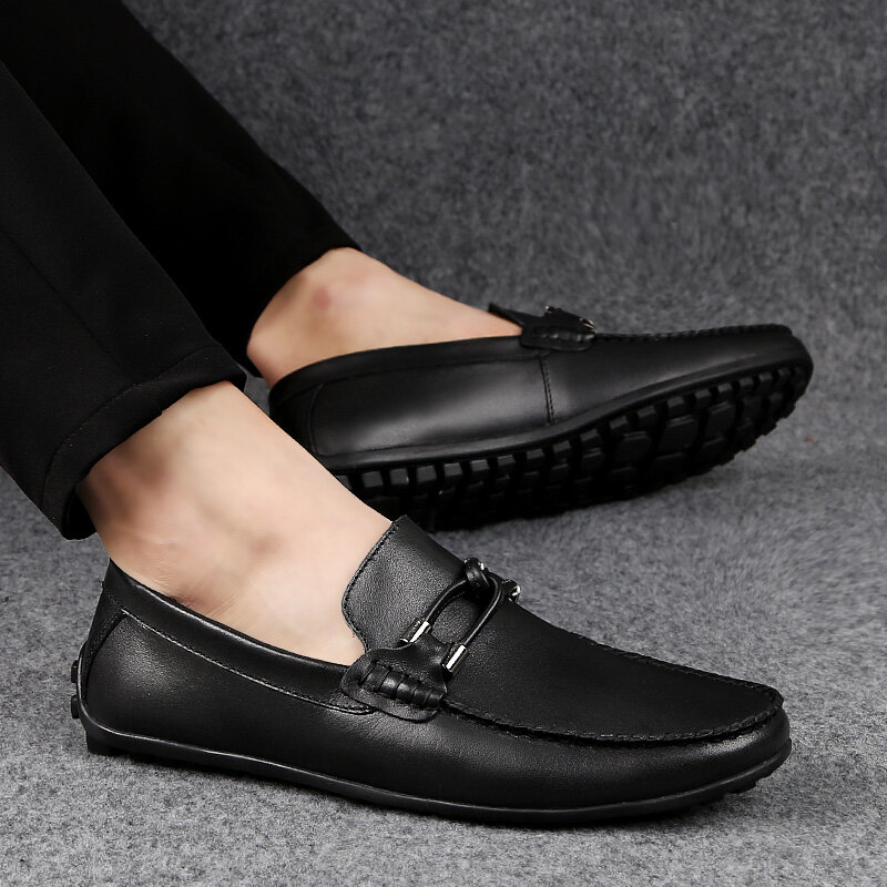 2019 Brand Men Shoes genuine leather Breathable Comfortable Men Loafers spring autumn Luxury Men's Flats Men Casual Shoes p4