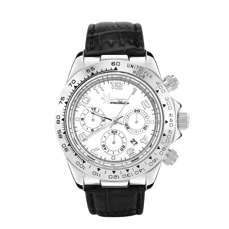 Relogio masculino wealthstar dos homens relógios de couro genuíno luxo marca militar relógios de pulso de quartzo