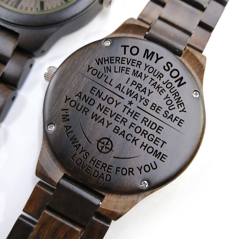 Reloj de madera grabado de papá a hijo, disfruta del paseo y nunca olvides el camino de vuelta a casa