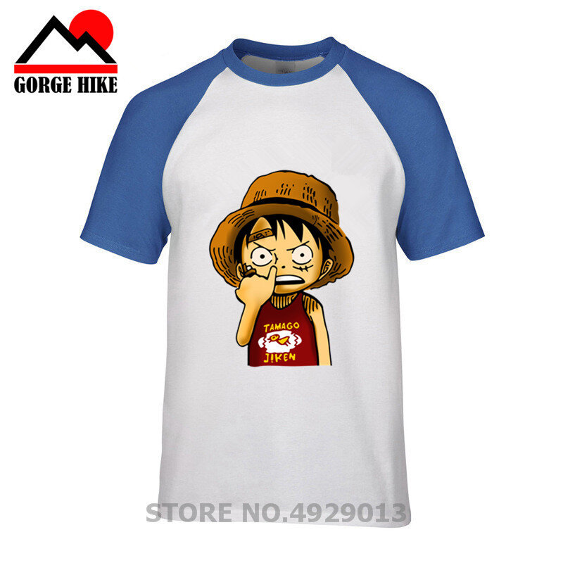 Cartoon animation LogoT-Shirt Men The Pirate King T Shirt Mens Luffy Tshirt Summer Tees Japanese Anime Cotton Short Sleeve Men's