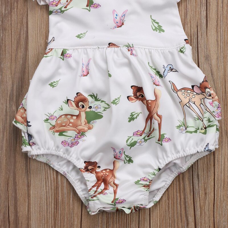 Moda 2018 noworodka maluch niemowlę dziewczynek Deer Ruffles Romper kombinezon ubrania stroje