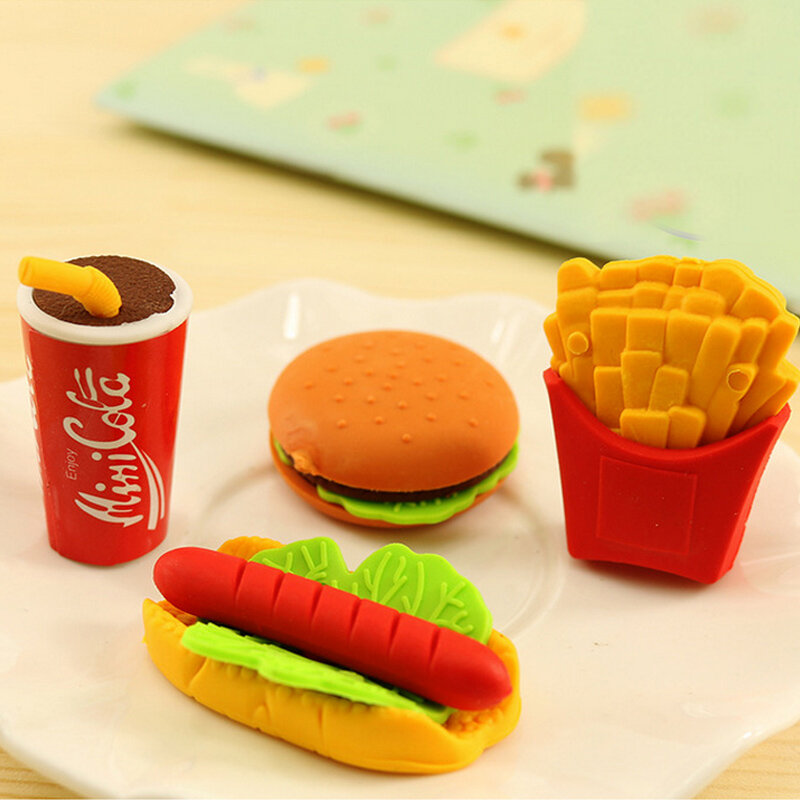 1 × الغذاء النمذجة ممحاة كولا هامبورغ ممحاة مطاطية الإبداعية kawaii القرطاسية اللوازم المدرسية papelaria هدية للأطفال