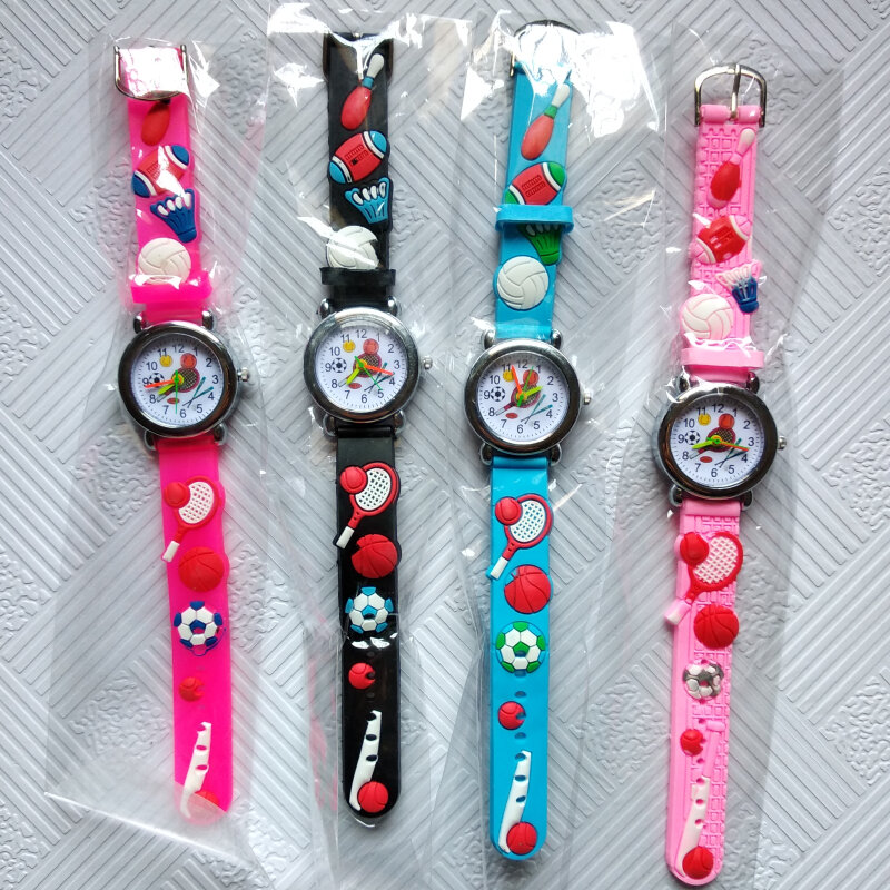 Relógio de desenhos animados para crianças, relógio de pulso de quartzo com raquete de tênis para meninos e meninas