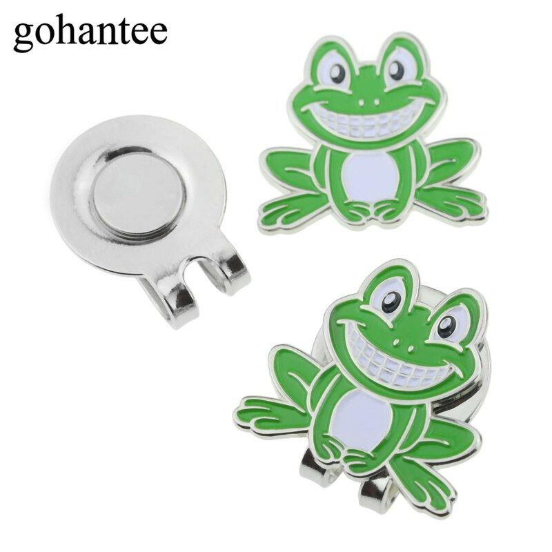 gohantee 1Pc Frog Pattern Design Golf Balls Mark With Hat Clip Golf Accessories Alloy Magnetic Golf Balls Mark Cap Visor Clips