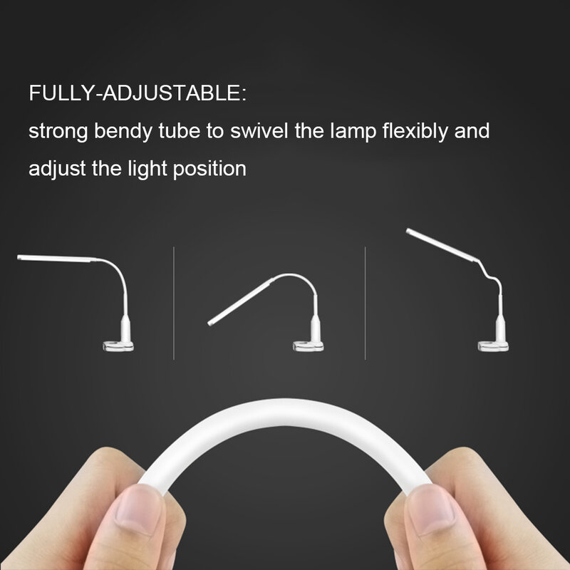 Настольная лампа, 5 Вт, 24 светодиодный, для защиты глаз, плавная регулировка яркости, гибкая, с питанием от USB, сенсорное управление светодиод...