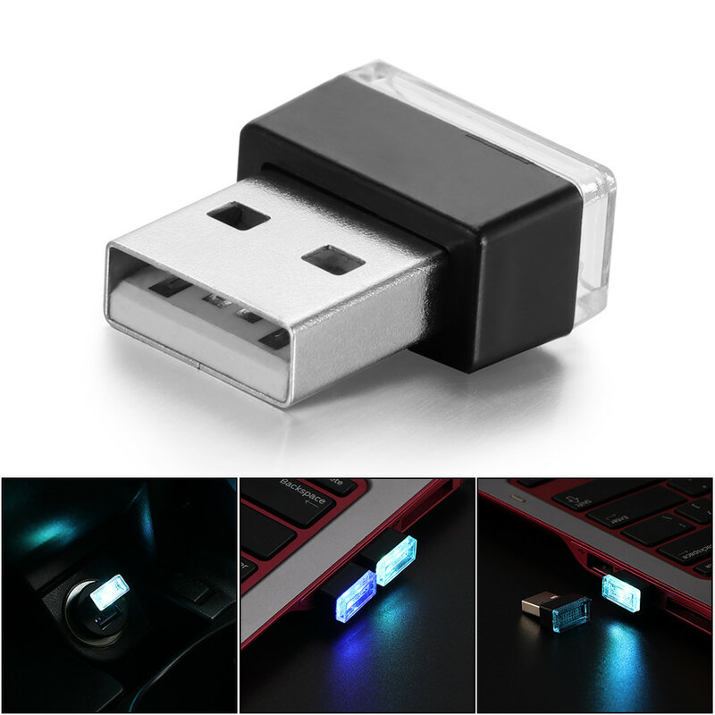 Luces LED de ambiente para coche, Mini mechero USB, Lámpara decorativa para ambiente, para cigarrillos