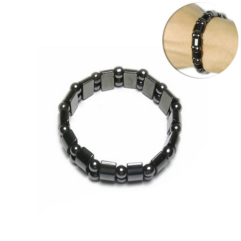 Hot Selling Unisex Weight Loss Round Black Stone Magnetic Therapy Bracelet Health Care Magnetic Hematite Stretch Bracelets New