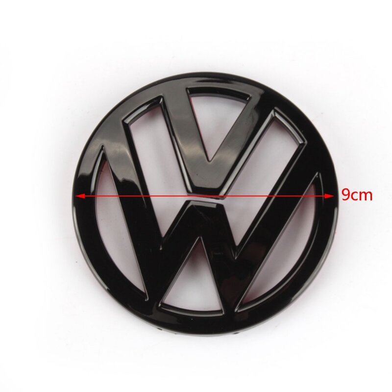 Logotipo de VW en negro brillante para coche, insignia de la parrilla delantera de 110mm más emblema de la tapa trasera de 90 mm, piezas de reemplazo para Volkswagen Scirocco MK3