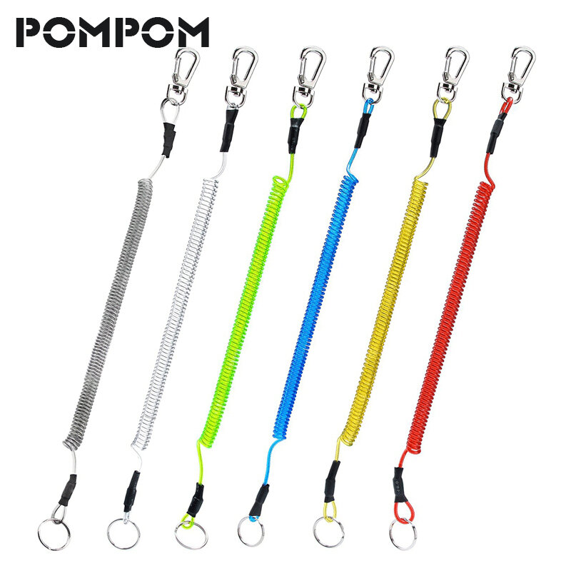 Fashion Elastic Coil  Stretch Tether Key chain Ring For Fishing Lobster Clasp Hook Lockable Key Cord key koord Sleutel For Men