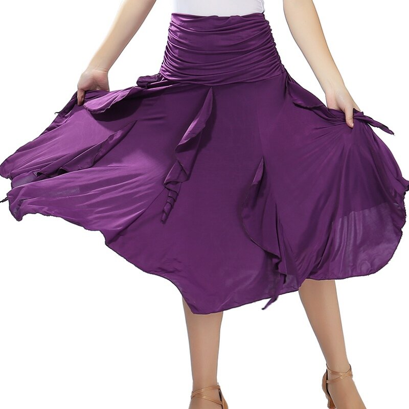 Fashion Solid Color Irregular Dance Practice Performance Dance Skirt Latin Dance Ballroom Dance Ballroom Dance Big Swing Skirt!!