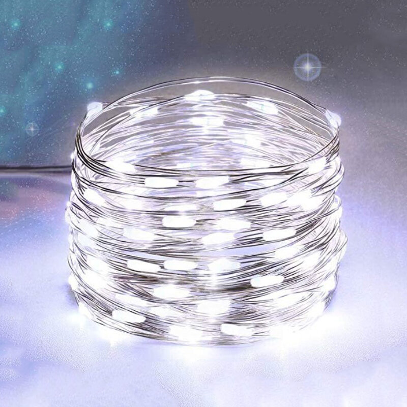 5M 50LED Copper Wire String Light USB Remote Control Lights Silver Wire Fairy garlands for Wedding Christmas Holiday Decor lamps