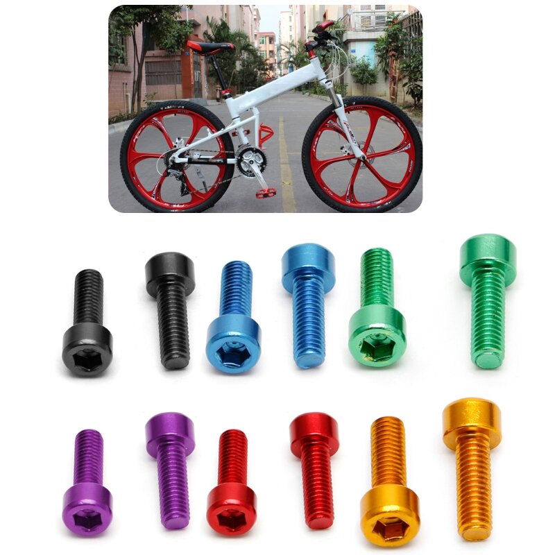 Pernos de soporte para botella de agua de bicicleta, M5 de aleación de aluminio, hexagonal, tornillos de rosca, 1 par