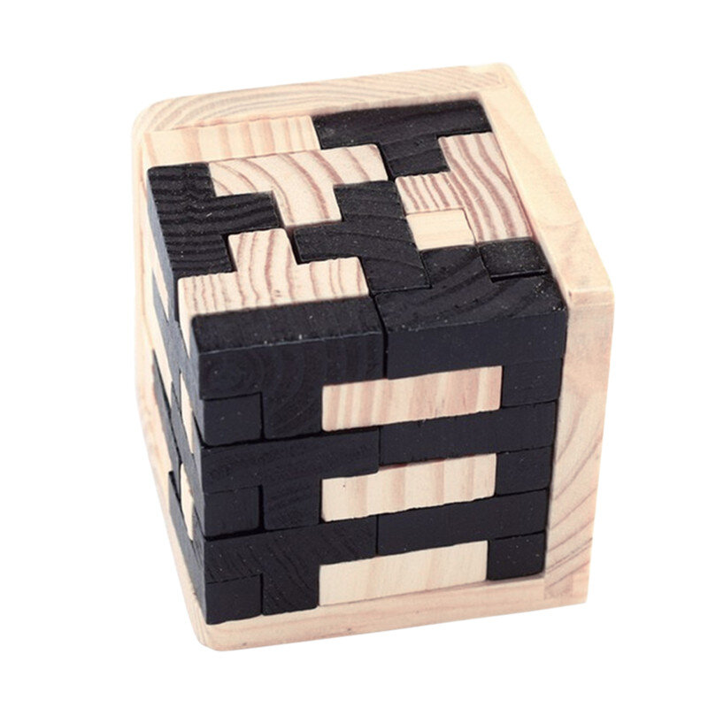 3D Di Puzzle Ad Incastro In Legno Cubo Giocattoli Per Bambini IQ Rompicapo Apprendimento Precoce Giocattoli Educativi per Bambini Montessori di Puzzle del Cubo