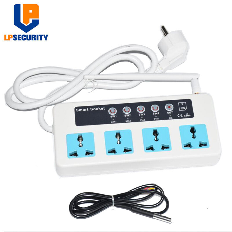 SC4 GSM SMS Wireless 4 Outlets Smart Switch Power Plug socket module controller y temperature sensor optional 10A