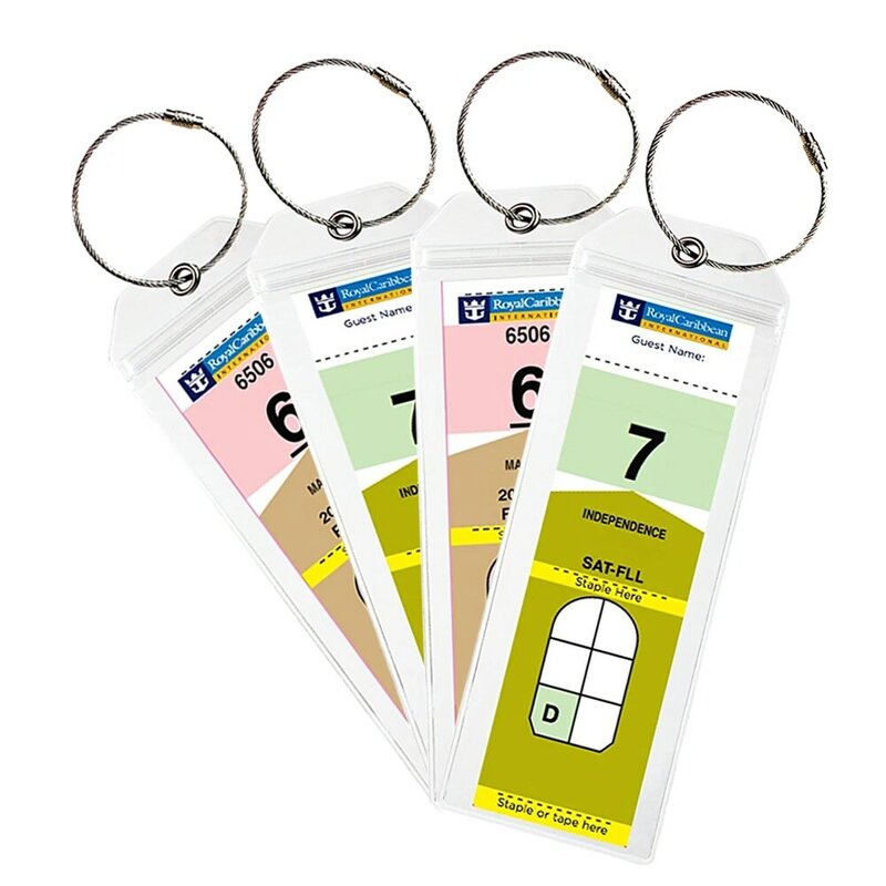 Cruise Tags Luggage Tag Holders for Royal Caribbean & Celebrity Cruise Ship with Zip Seal & Steel Loops Thick PVC