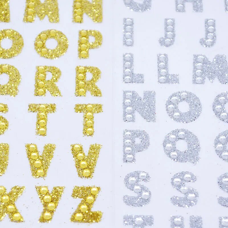 1sheet English Letters Rhinestone DIY Logo Strass Iron Stickers Clothing Accessories PC Phone Art Decor English Alphabet Sticker