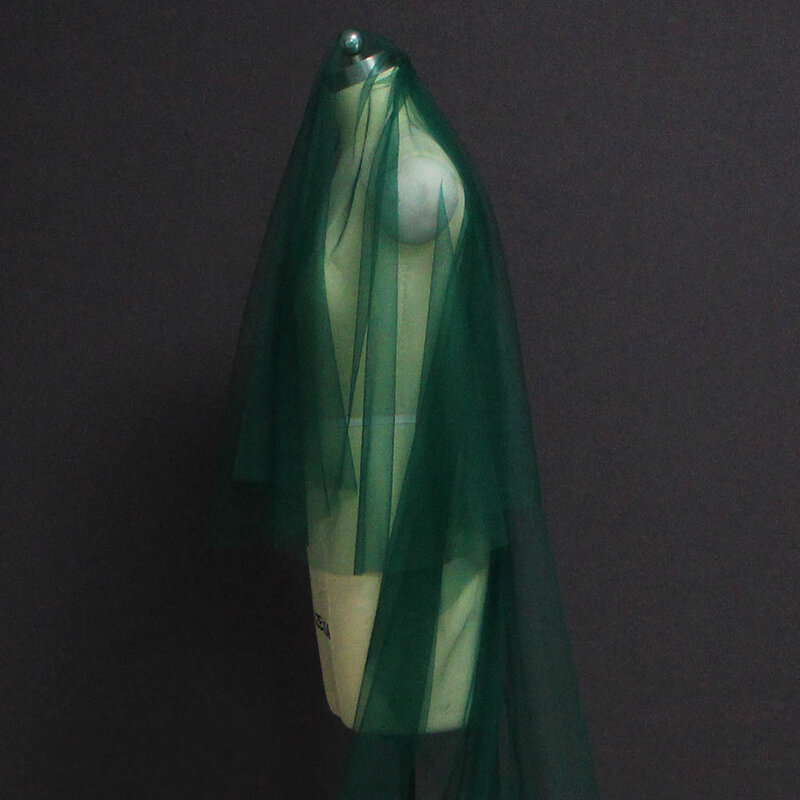 Véu de casamento longo com glitter 2 t, verde, com 3 m, árabe, acessório para blusher, com pente