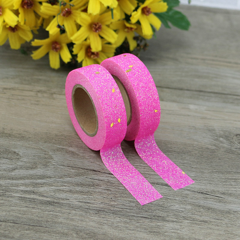 Pink Washi Tape Glitter Diy Set Stationery Decorative Tape Scrapbooking Photo Album School Tools Kawaii Scrapbook Paper