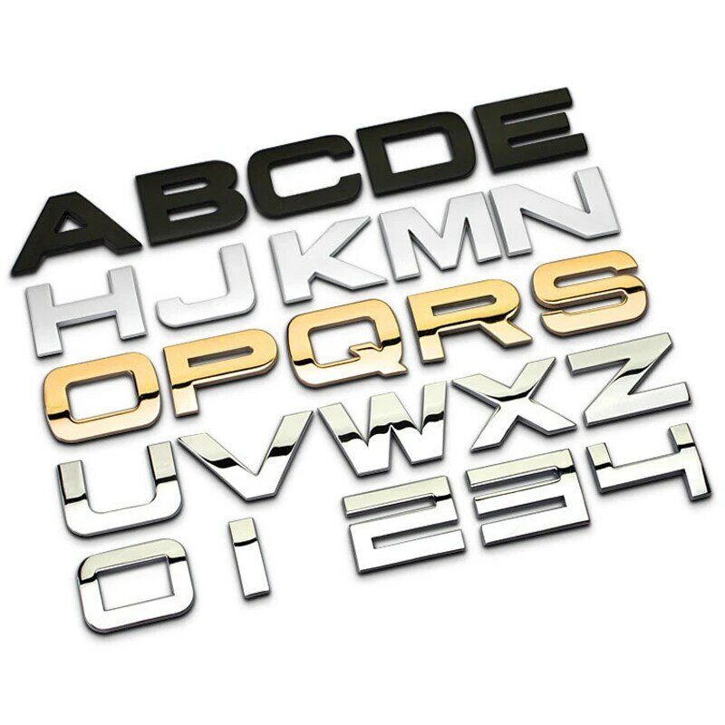 DIY Stickers Numbers Letters Creative DIY Decal Badge Auto Decoration Metal for Alfa Romeo Lada Nissan Mazda Hyundai Rover Ford
