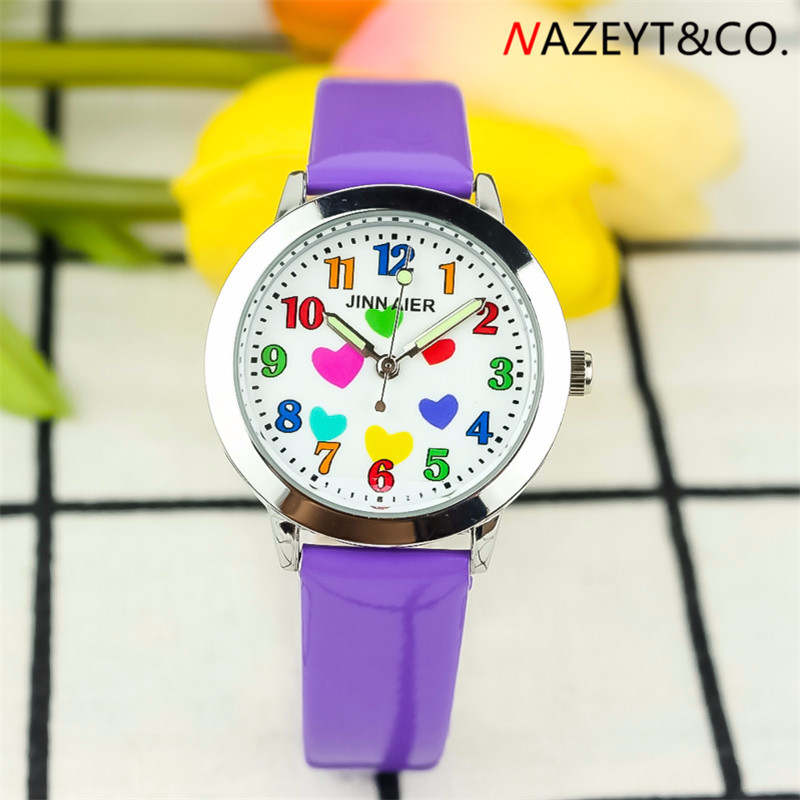 2021 new colorful love lovely children watch students contracted luminous belt quartz watch