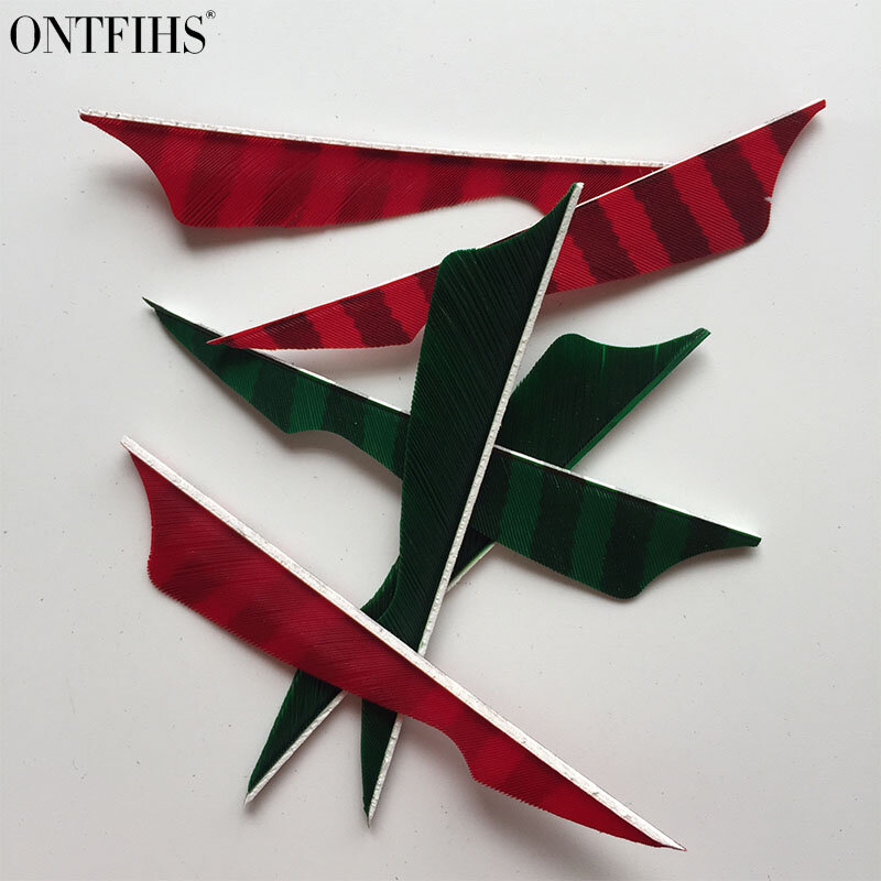 ONTFIHS-plumas de flecha para tiro con arco, accesorios, plumas, picadura a rayas, 4 ", 50 piezas
