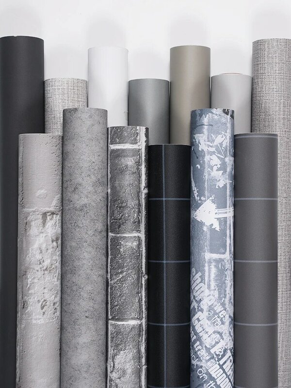 Neue Zement Grau leinen muster wasserdichte tapete selbst-adhesive solid farbe schlafsaal schlafzimmer wand aufkleber schränke möbel