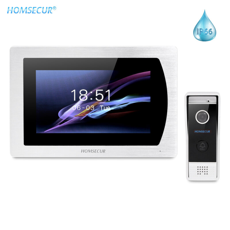 Homsecur-interfone com sistema de intercomunicação mãos livres, tela de 7 polegadas, câmera à prova d'água