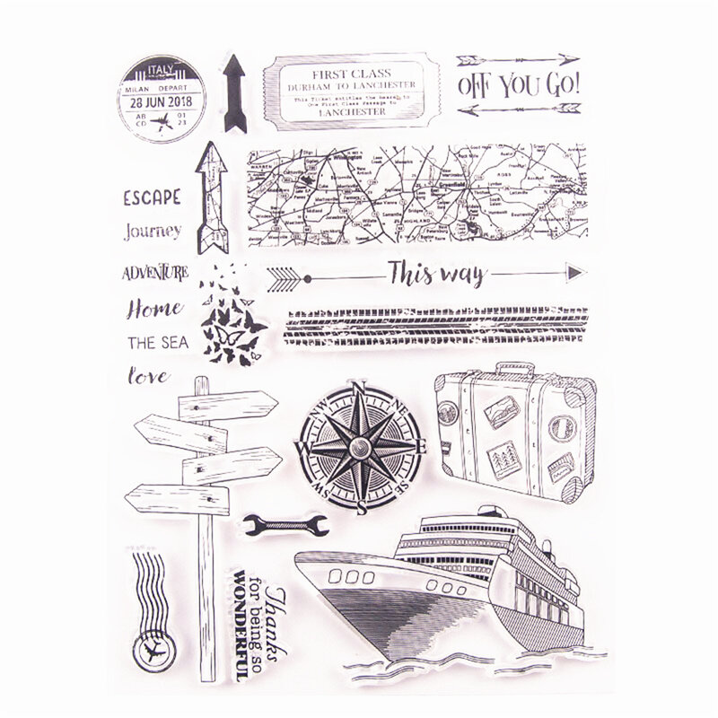 Hot sale Nautical travel Transparent Clear Stamps / Silicone Seals Roller Stamp for DIY scrapbooking photo album/Card Making
