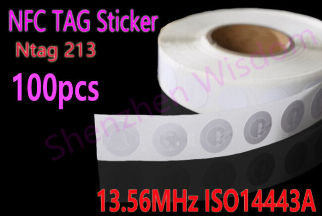 100 stücke NFC Tag Ntag213 ISO14443A 13,56 MHz NFC Aufkleber Ntag 213 RFID NFC tags Aufkleber Etiketten Für Alle NFC Telefon