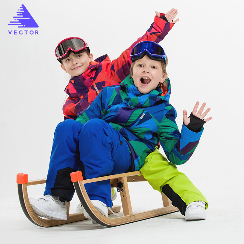 Girls Winter Outdoor Ski Sets Ski Suit Children Windproof Waterproof Warm Skiing Jacket Skiing Pants For Boys Girls Clothing Set