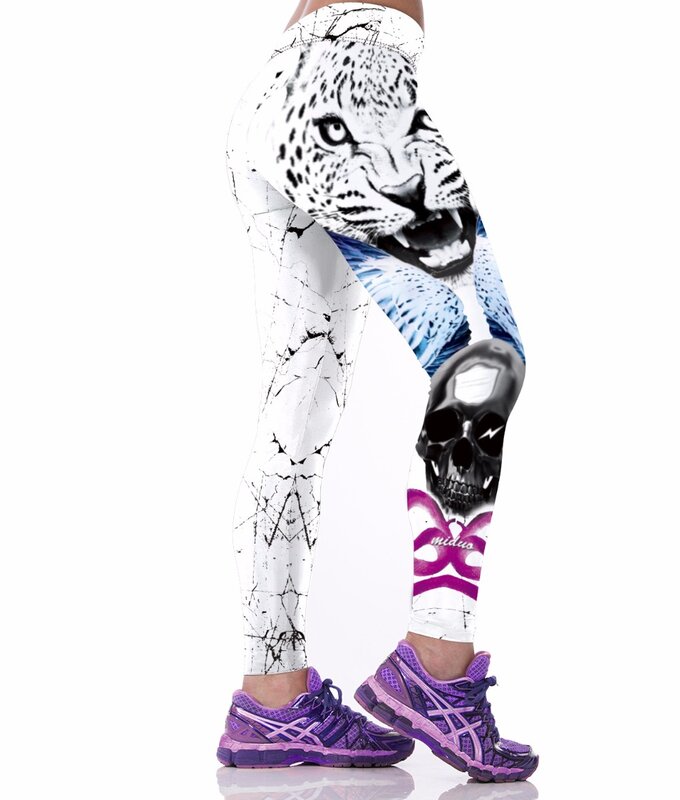 Pantalones con estampado Digital de cabeza de tigre para mujer, mallas deportivas, mallas, arnés Digital de flores y Leones