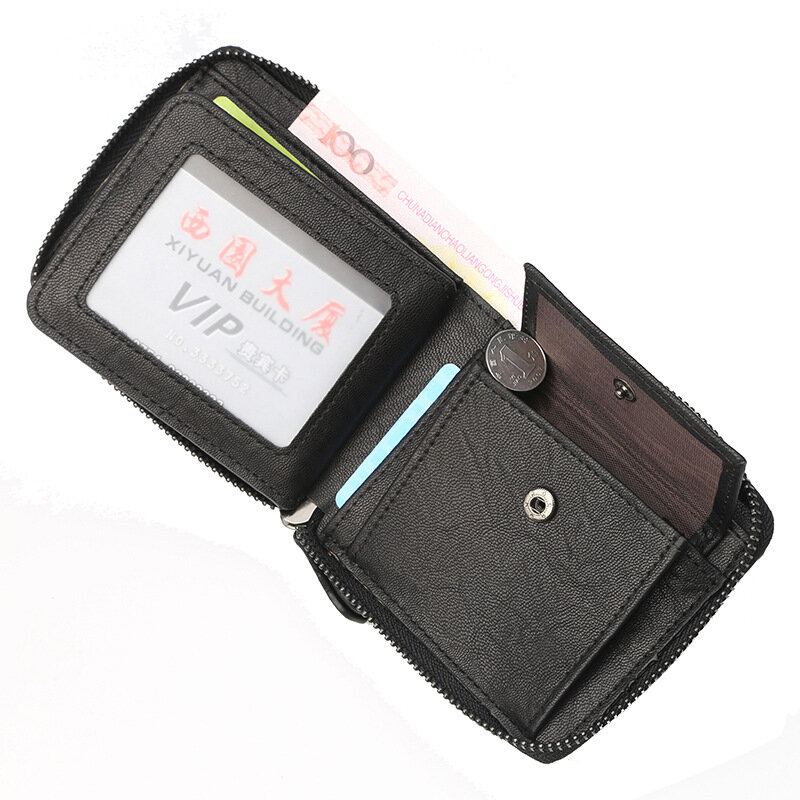 Мужской кошелек Baellerry, повседневный кошелек на молнии, с отделением для карт, из синтетической кожи