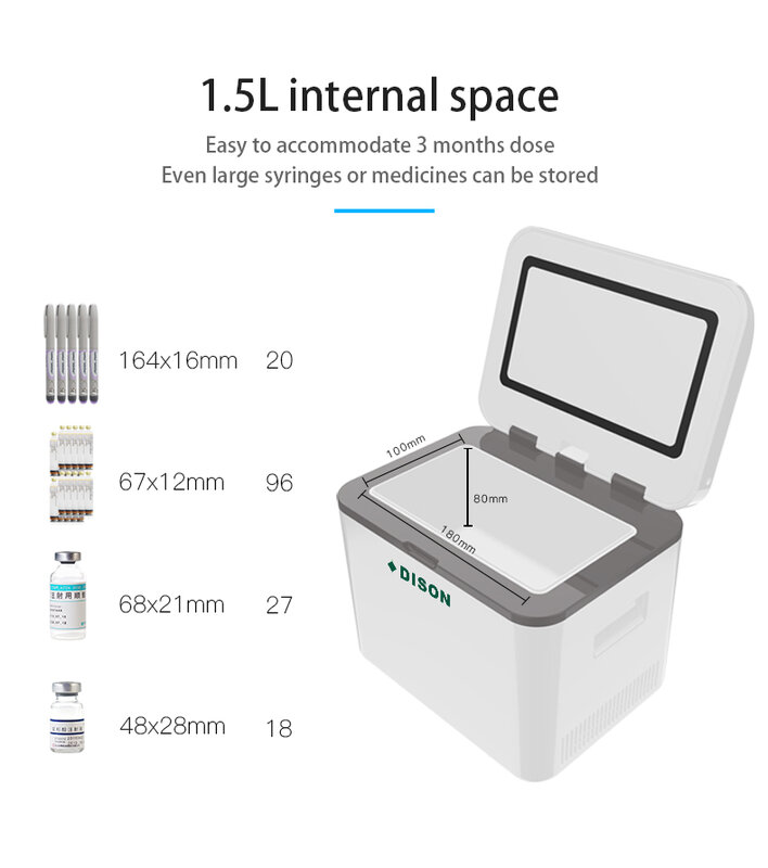 DISONMini الثلاجة الطبية المحمولة الثلاجة dabداعي نوفو القلم الأنسولين برودة صندوق ثلاجة صغيرة الطبية مع بطارية قابلة للشحن