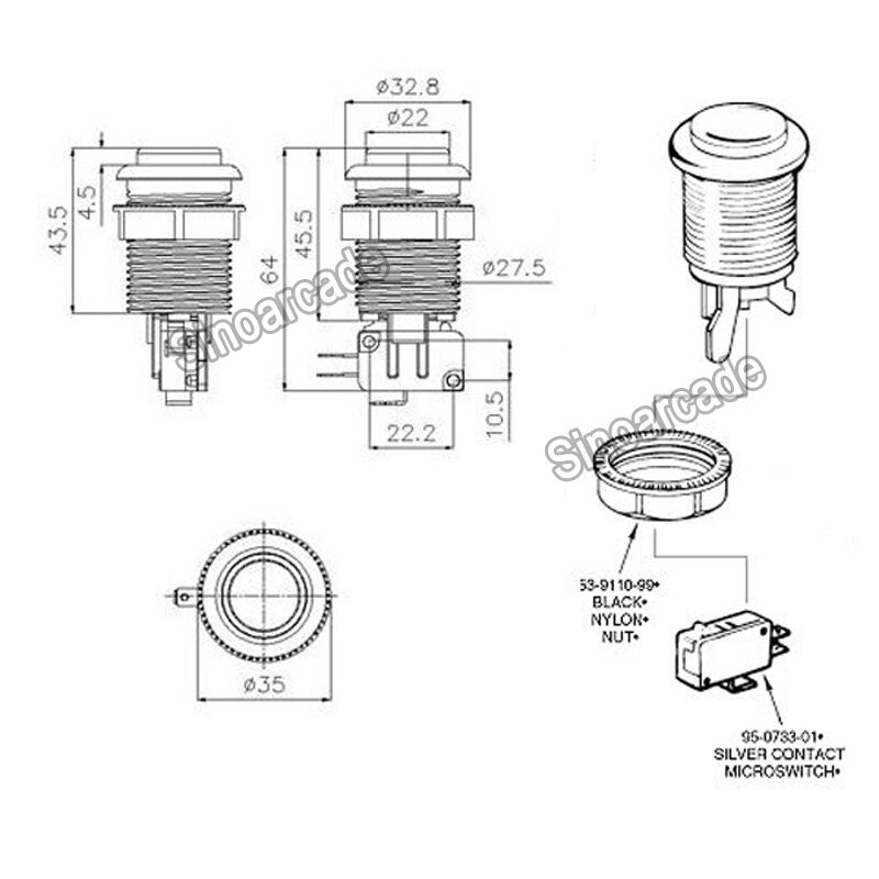 Botones de inicio para reproductor de estilo americano Happ 1P 2P 3P 4 P, con logotipo de microinterruptor, 1/2/3/4