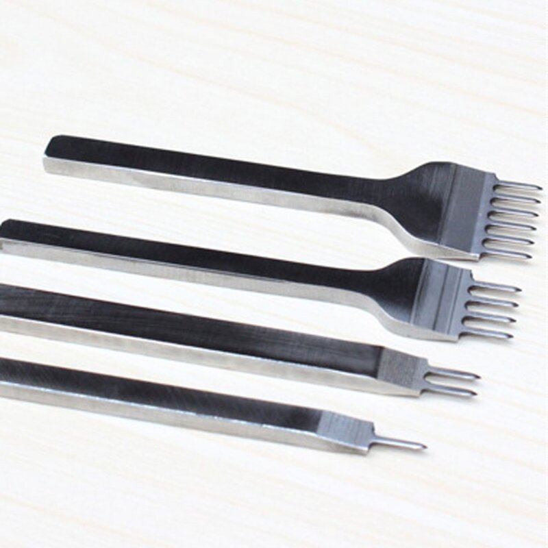 4 pçs 4mm dente de couro perfuradores ferramentas manuais para costura de couro punch couro artesanato ferramentas
