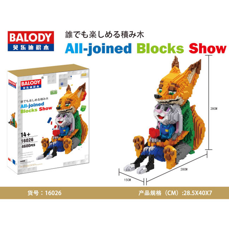 Balody Mini bloques de edificios de dibujos animados juguete lindo conejo Nick Fox bloques de modelismo niños DIY conjunto educativo de dibujos animados