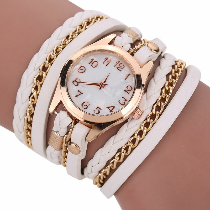 Bracelet en cuir d'unité centrale montres femmes montres à Quartz 1PC Vintage personnalité ronde en forme de boîtier montre-Bracelet à Quartz