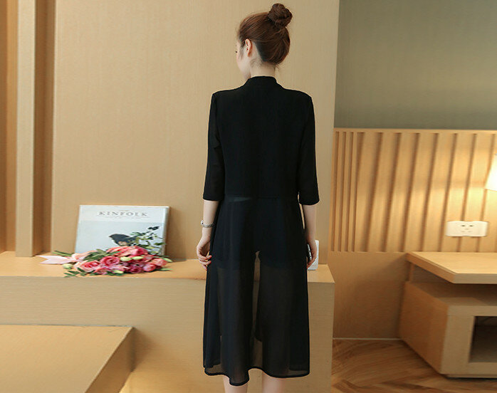 YingYuanFang  Fashion Women's new long section sunscreen chiffon thin cardigan jacket