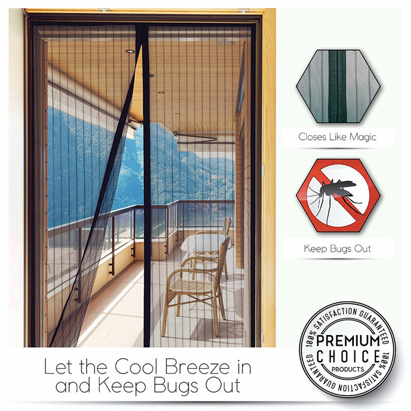 Tela antimosquito, proteção contra insetos, para instalação em portas, com fecho automático