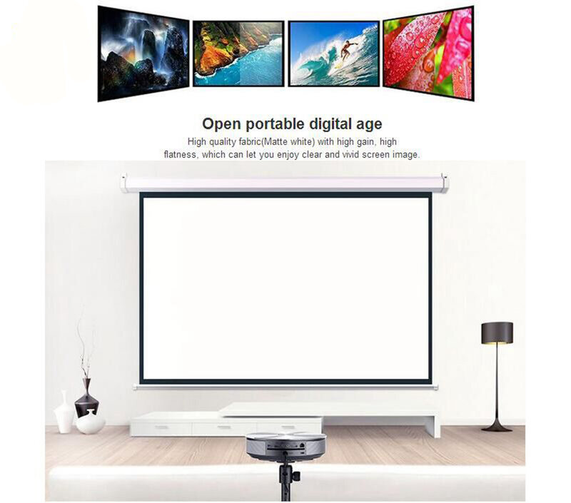 HD Wall Mounted Projection Electric Screen 60 72 84 100 inch 16:9 or 4:3 Projector Screen For Home Theate glassfiber 1.2 gain