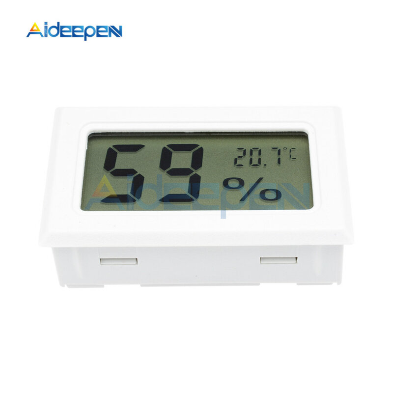 Mini Sensor Digital LCD para interiores, termómetro con medidor de humedad, higrómetro, blanco, funda negra