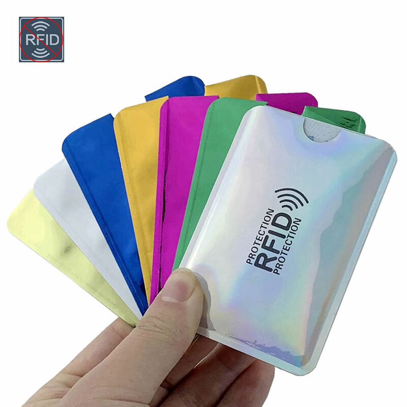 Pria Anti Rfid Dompet Memblokir Reader Kunci Kartu Bank Id Kartu Bank Kasus Perlindungan Logam Kredit NFC Pemegang Aluminium 6*9Cm