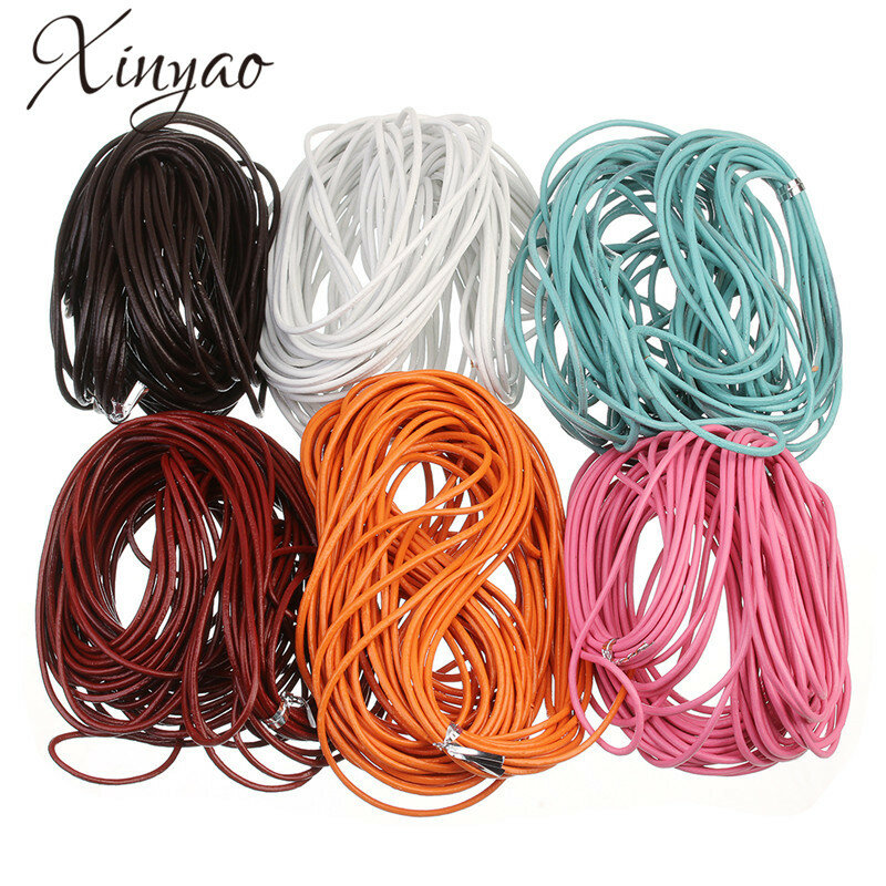 XINYAO-Cuerda de cuero genuino para fabricación de joyas, 10 metros/lote, collar de 3mm de diámetro, accesorios F593