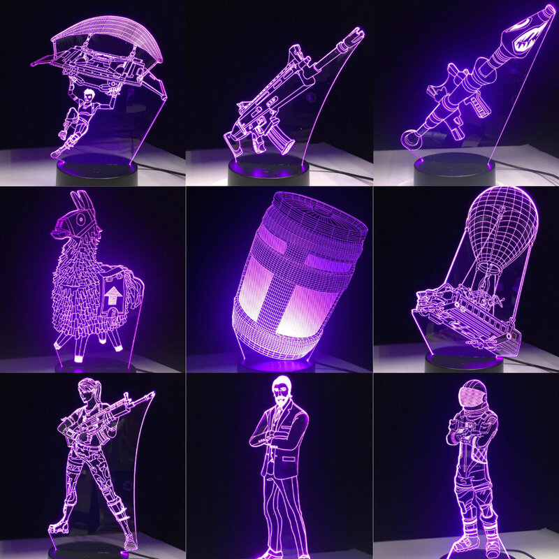 เกม 3DโคมไฟLED 7 สีสวิทช์สัมผัสตารางโคมไฟตั้งโต๊ะโคมไฟอะคริลิคภาพลวงตาRoomบรรยากาศแสงแฟนของขวั...
