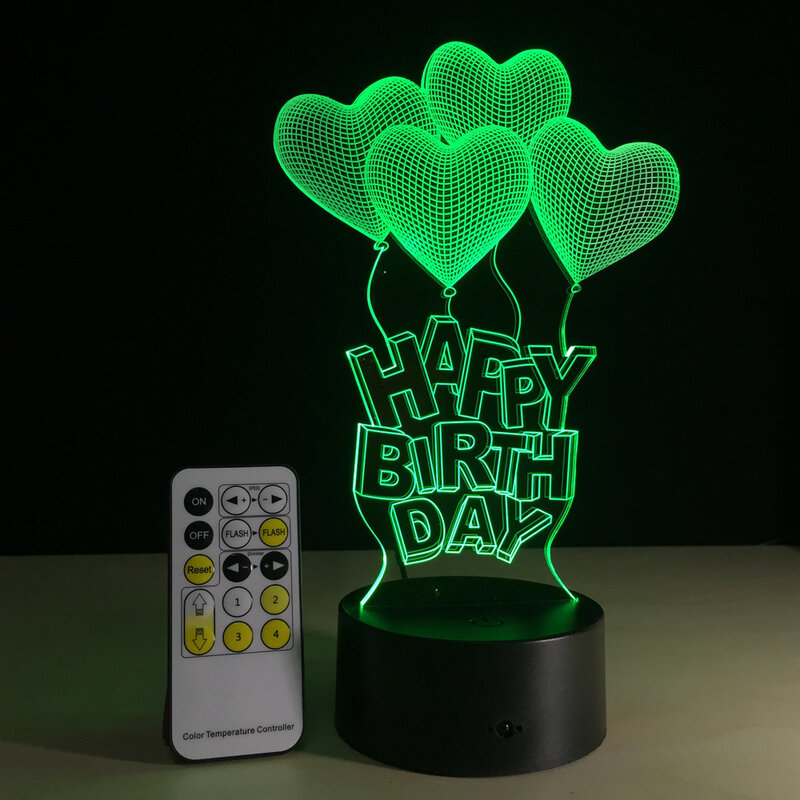 Amor corazón 3D luz nocturna Visual bombilla ilusión óptica LED de la lámpara de mesa Touch romántico vacaciones regalos de boda casa dormitorio Decoración