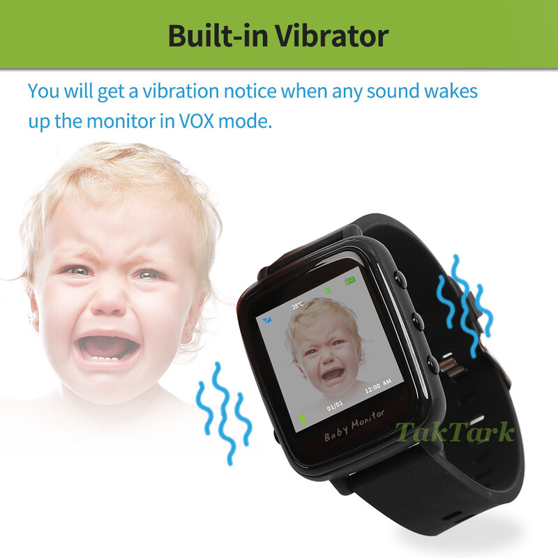 Babyphone vidéo sans fil, Portable, avec caméra de surveillance de la température et Vision nocturne, alarme de choc, vibration et pleurs, pour bébé/nounou