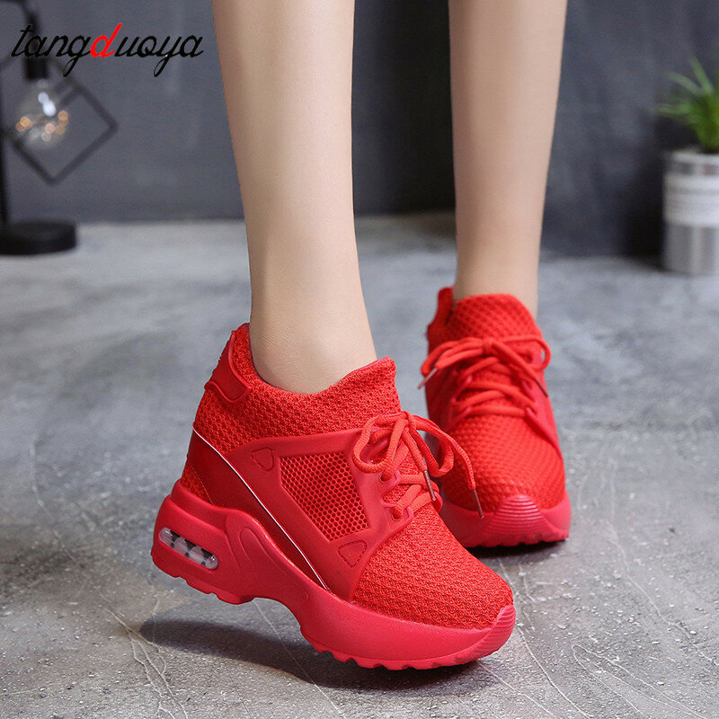 platform sneakers shoes Women Platform Wedge sneakers shoes Breathable Mesh shoes Autumn Casual Shoes Height Increasing Woman