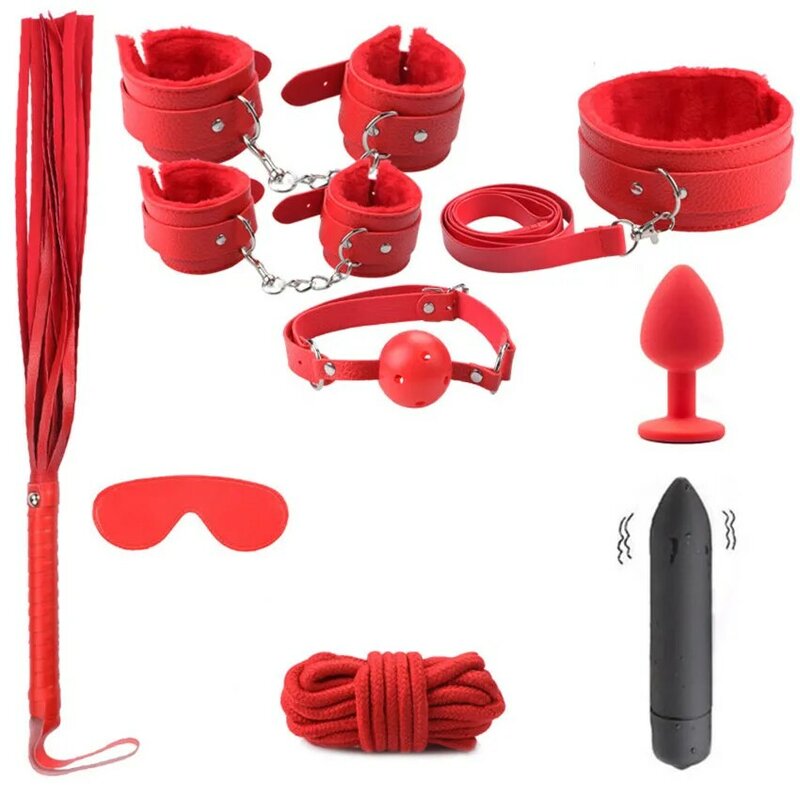 Toys for Adults Porno Sex Handcuffs Erotic Toys Nipple Clamps Whip Mouth Gag Sex Mask Anal Plug Bdsm Bondage Set Sexy Lingerie