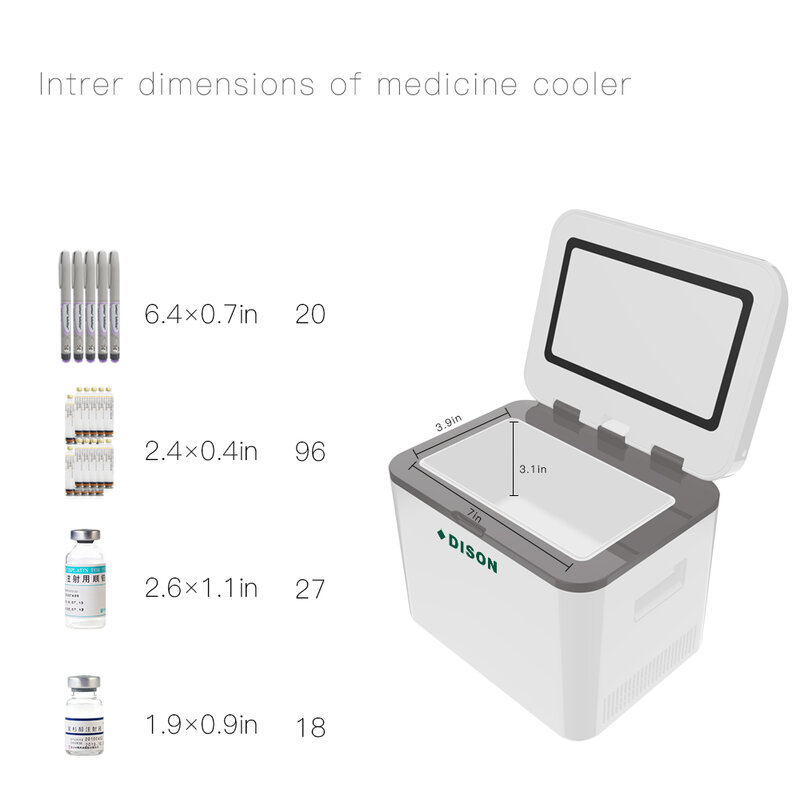 DISON Portable Vaccine Cooler Box Medicine Cooler Insulin Mini Fridge